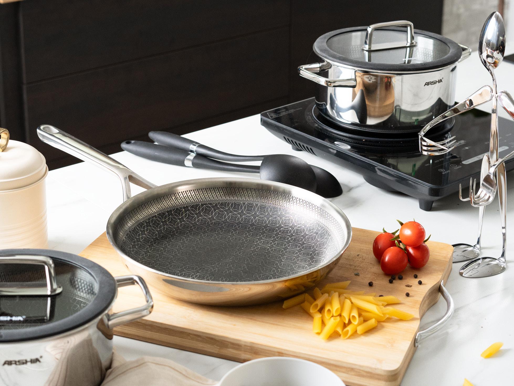 Arshia cookware on a kitchen counter